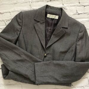 Tahari Grey With White Pinstrip Blazer